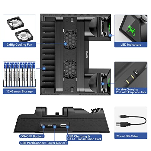 OIVO PS4 Cooling Fan Stand with Controller Charger