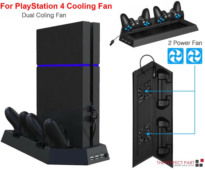 PS4 Cooling Station with Controller Charging Docks & USB Hub