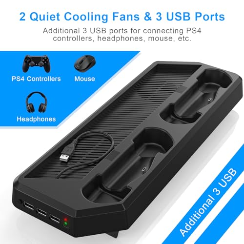 PS4 Pro Controller Charger Stand with Cooling Fan