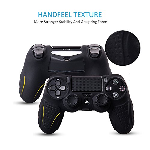 Black Silicone Skin Grip for PS4 Controller with Thumb Grips