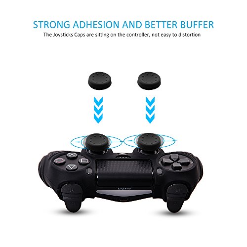 Black Silicone Skin Grip for PS4 Controller with Thumb Grips