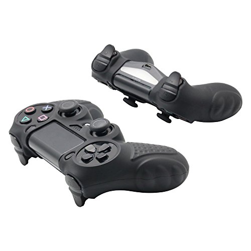 Black Silicone Skin Grip for PS4 Controller with Thumb Grips
