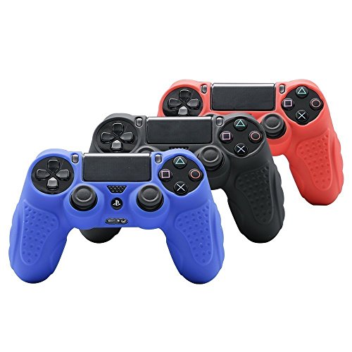 Black Silicone Skin Grip for PS4 Controller with Thumb Grips