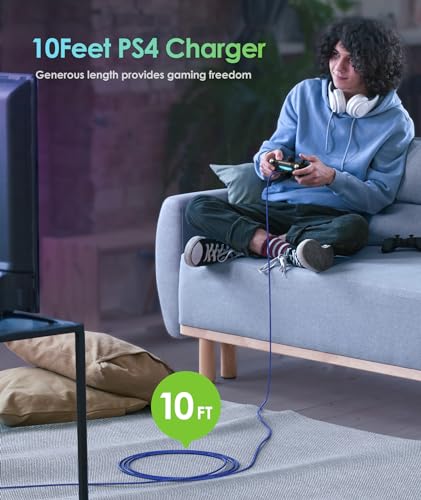 6amLifestyle 2 Pack 10ft PS4 Controller Charger Cable