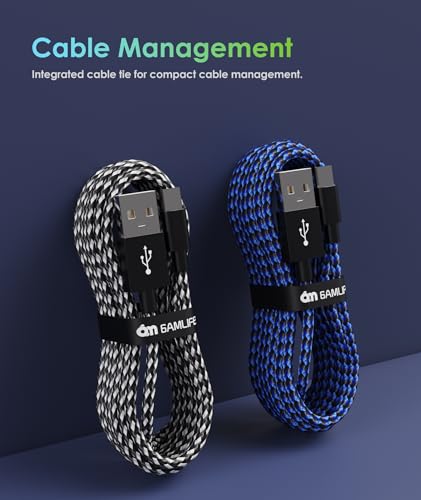 6amLifestyle 2 Pack 10ft PS4 Controller Charger Cable