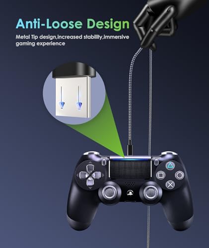 6amLifestyle 2 Pack 10ft PS4 Controller Charger Cable