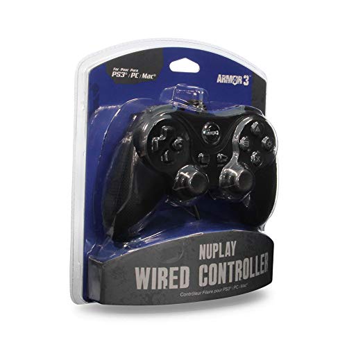 Armor3 Nuplay Wired PS3 Game Controller, Black