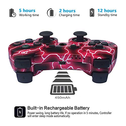 Kujian Wireless PS3 Controller 6-axis Dual Vibration Blue+Red