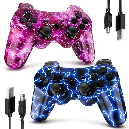 2 Pack Wireless PS3 Controllers with Charging Cable