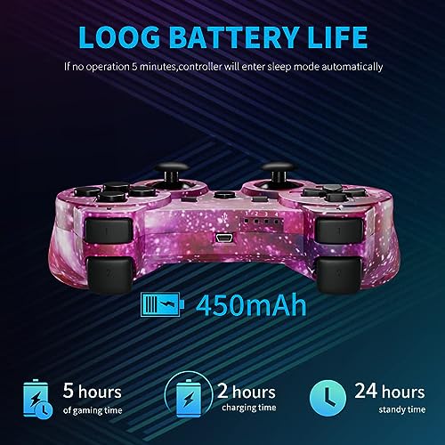 2 Pack Wireless PS3 Controllers with Charging Cable