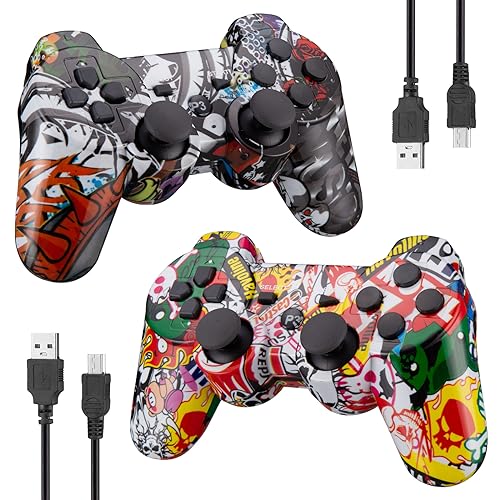PS3 Controller 2-Pack with Upgraded Joystick, Bluetooth Connection