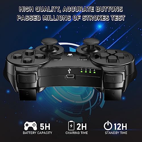 Diswoe Wireless PS-3 Controllers 2 Pack, Bluetooth Gamepad