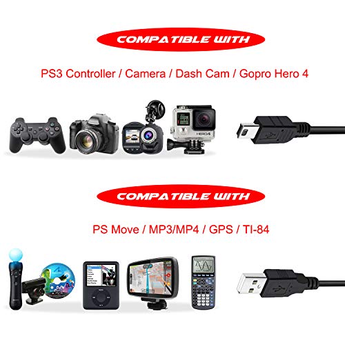 10Ft Charger Cable for PS3 Controller + Magnetic Ring