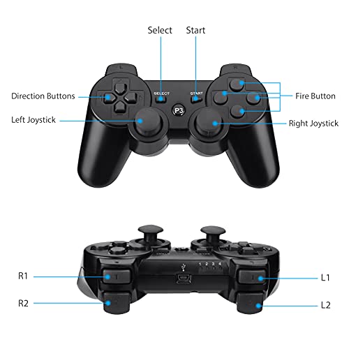 2 Pack Powerextra Wireless Gaming Controller for PS-3