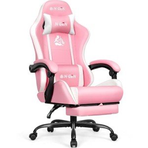 N-GEN High Back Gaming Chair with Footrest (Pink)