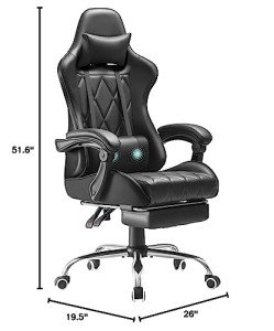 Black Homall Gaming Chair with Footrest and Massage