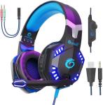 VersionTECH G2000 Gaming Headset for PS5, PS4, Xbox One: Bass Surround, Noise-Cancelling Mic, LED Lights