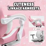 Pink Gaming Chair with Cat Paw Lumbar Cushion