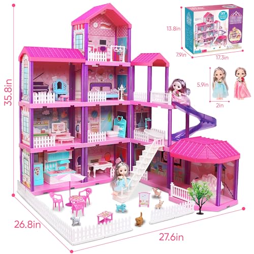 Barbie Dollhouse with 11 Rooms & 2 Dolls