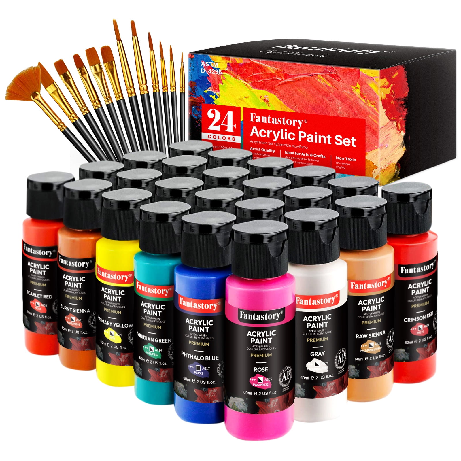 Fantastory 2 oz Acrylic Paint Set, 24 Pieces