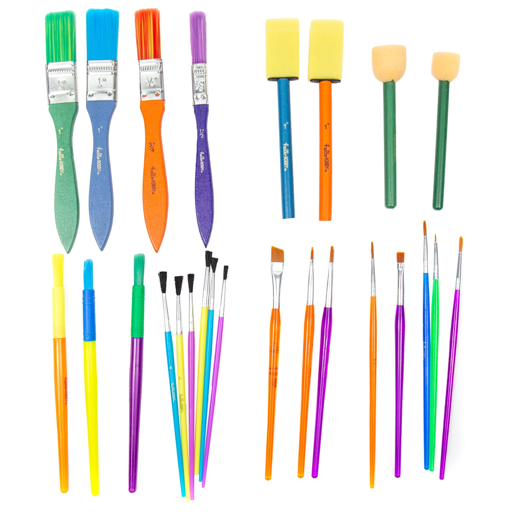 Hello Hobby Assorted Paint Brushes, 25 Count