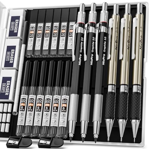 Nicpro 6PCS Mechanical Pencils & Lead Set
