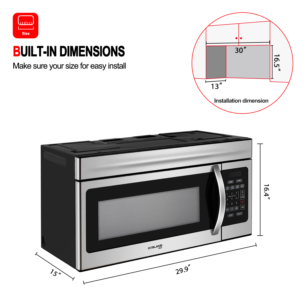 Gasland Chef 30" Microwave Oven in Stainless Steel