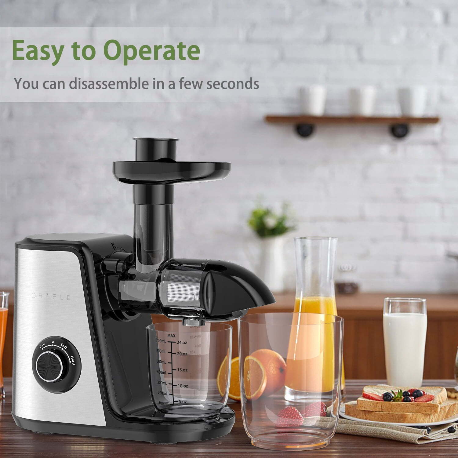 ORFELD Slow Masticating Juicer - Vegetable Fruit Extractor