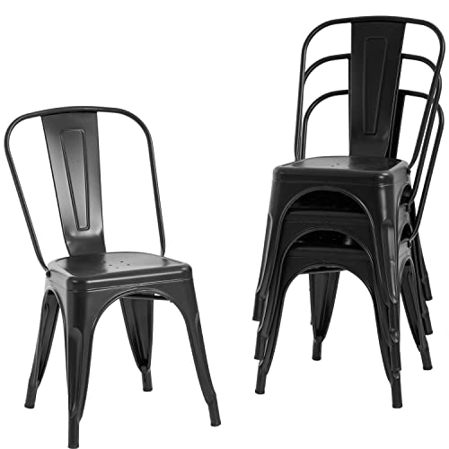 Set of 4 Metal Dining Chairs for Indoor/Outdoor