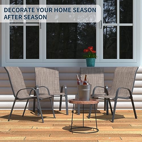 4 Pack All-Weather Stackable Outdoor Dining Chairs, Light Brown