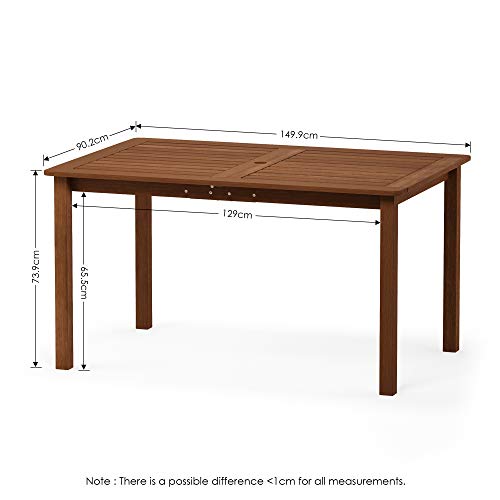 Furinno Tioman Outdoor Dining Table, Natural Rectangular