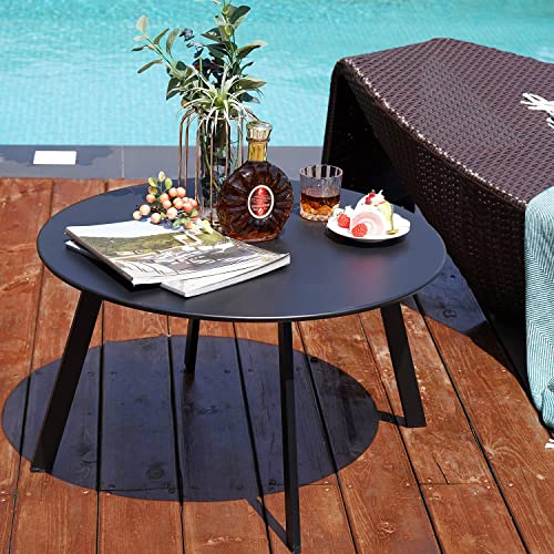 Steel Round Outdoor Coffee Table for Garden Patio Settings