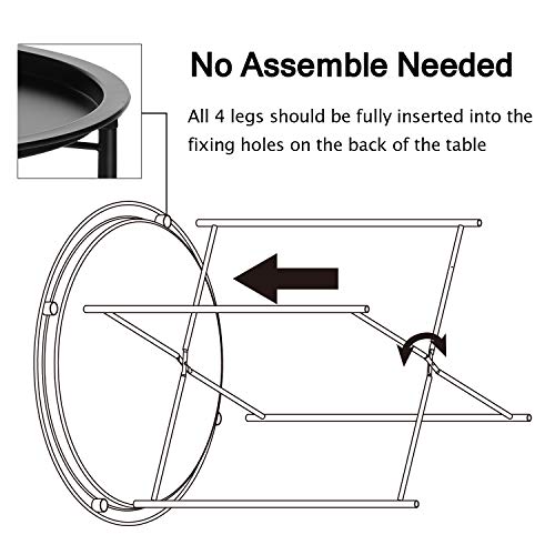 VECELO Round Metal Side Table Set, Black