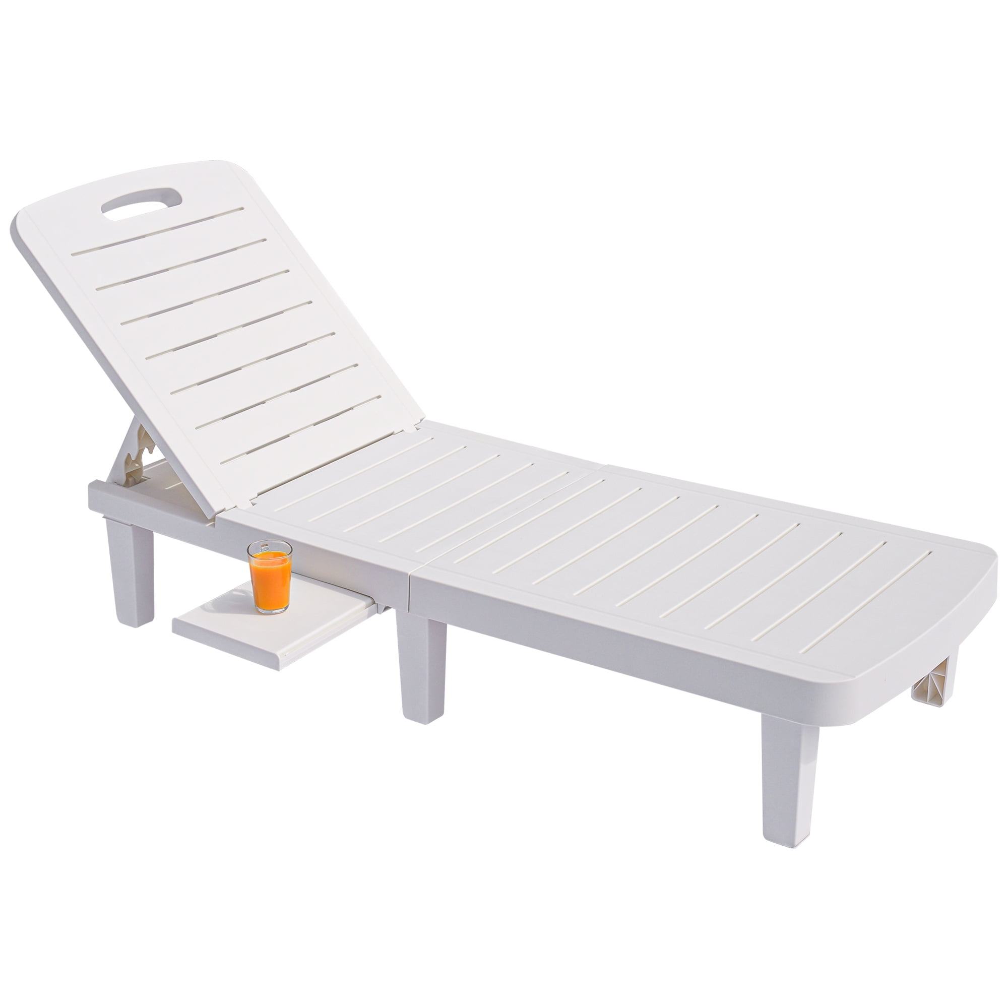 Set of 2 Patio Lounge Chairs with Side Table