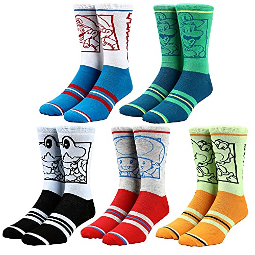 Super Mario Split Men's Collectible Crew Sock Set