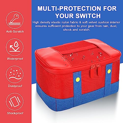 Portable Waterproof Switch Carry Case, Blue & Red