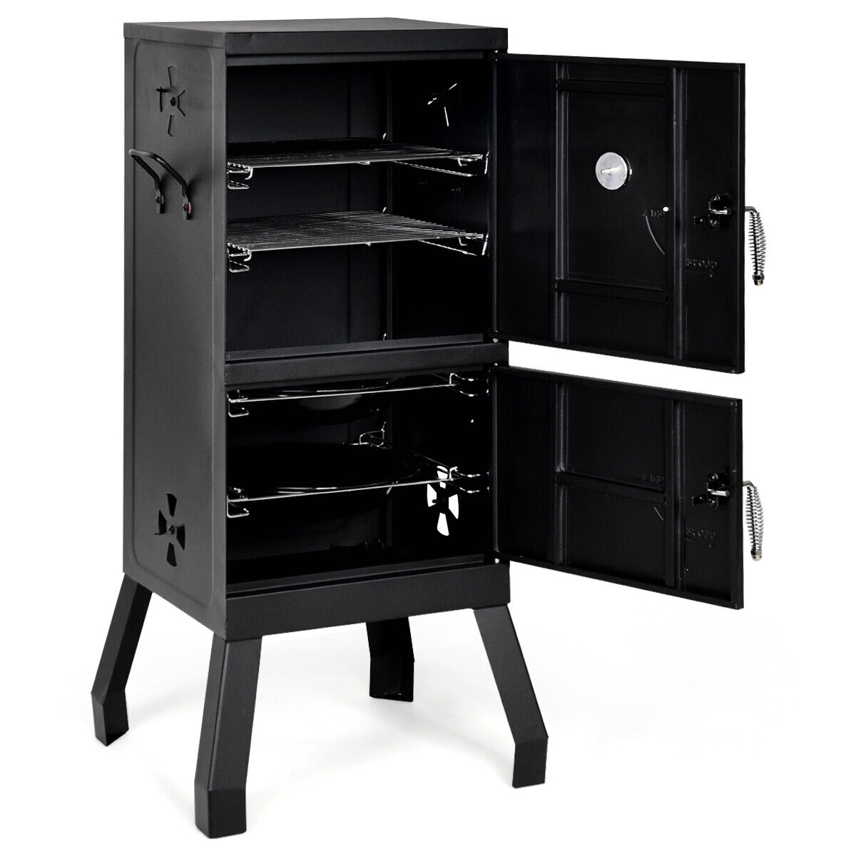 Vertical Charcoal BBQ Smoker with Temperature Gauge