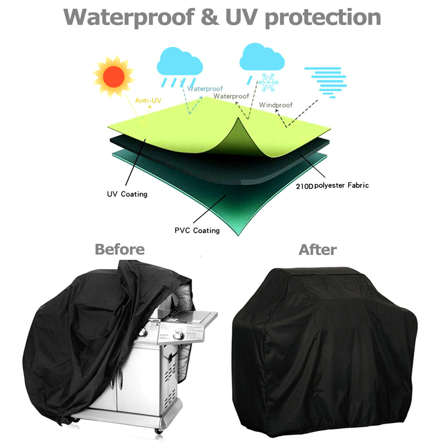 Waterproof Heavy Duty BBQ Grill Cover - 57 Inch