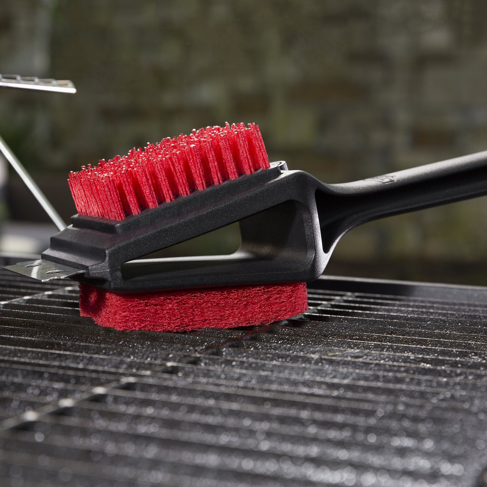 3 in 1 Grill Brush with Steel Scraper