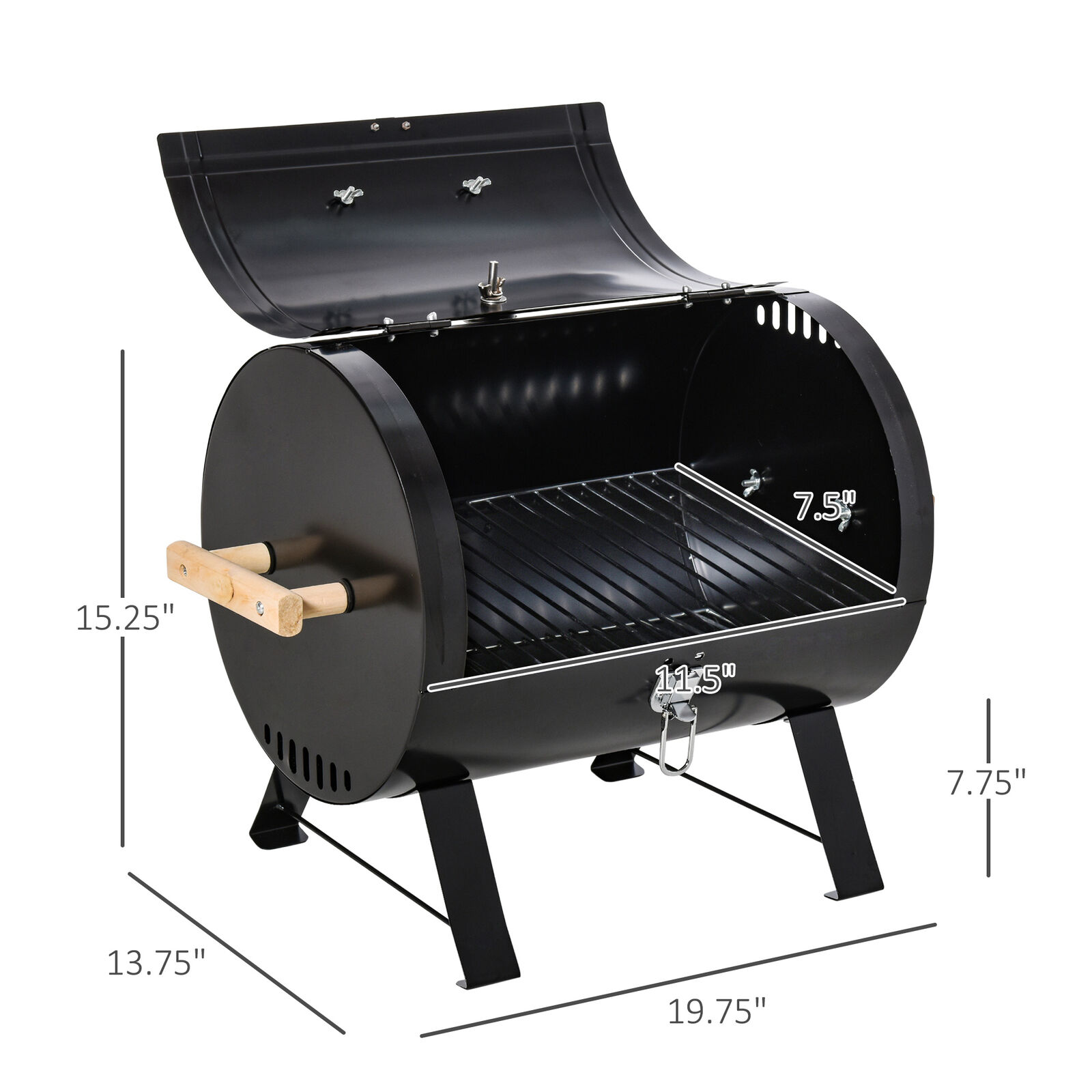 20" Outdoor Tabletop Charcoal BBQ Grill with Wooden Handle