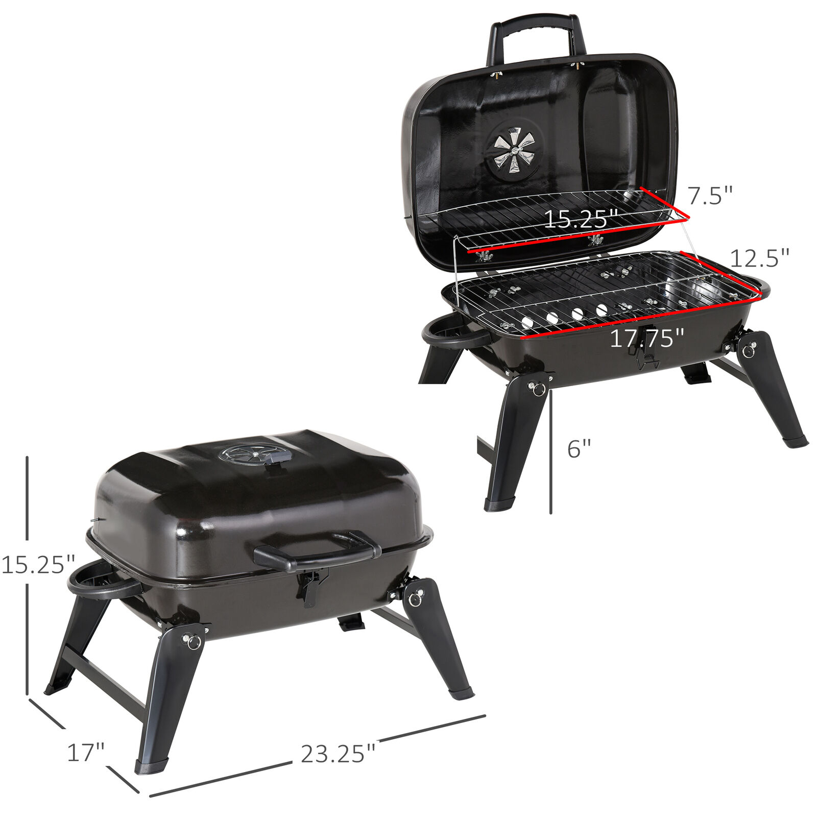 Tabletop Charcoal Grill for BBQ and Picnic