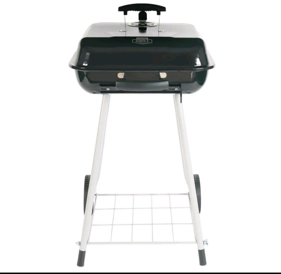17.5" Square Charcoal Grill with Wheels - Black