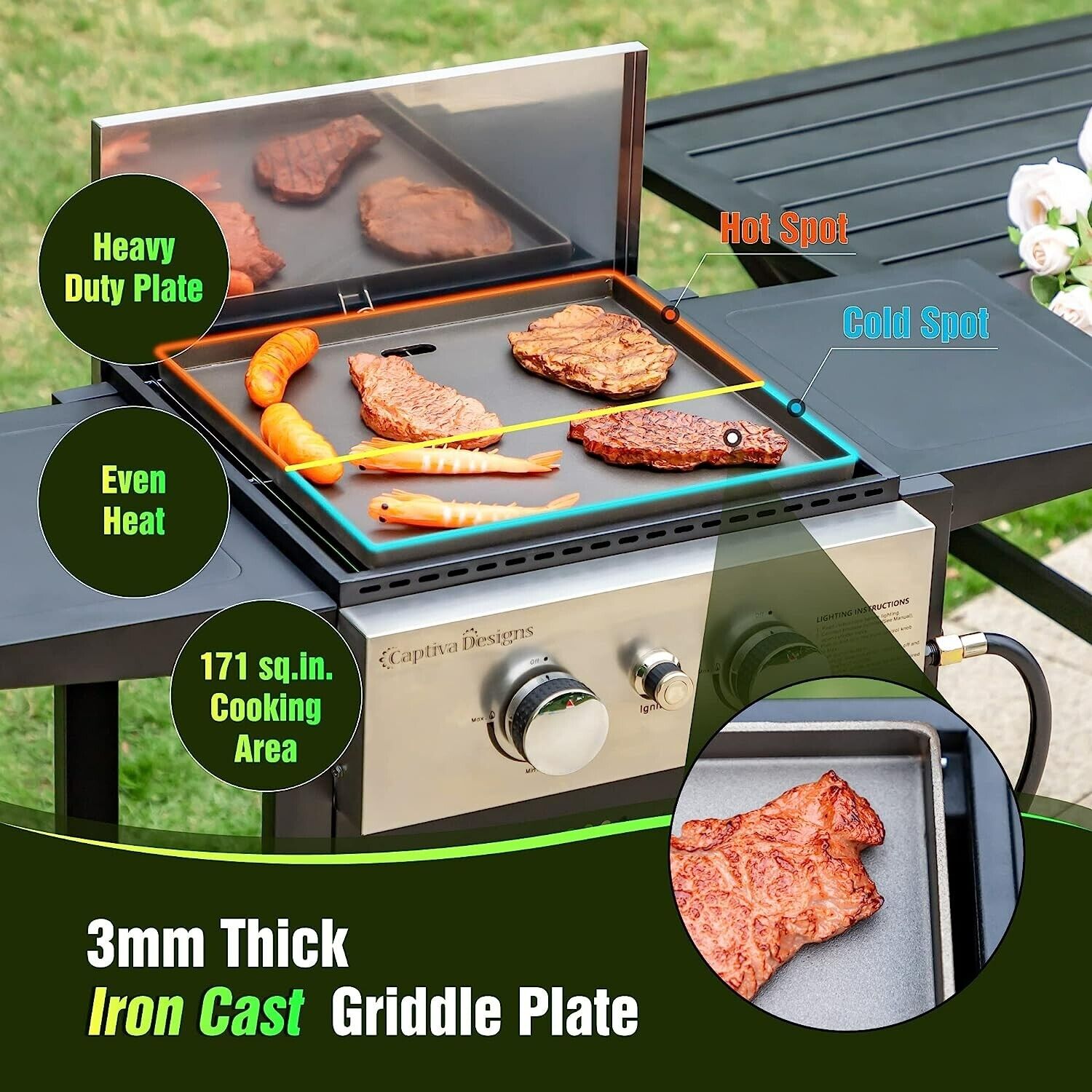 Gas Grill and Griddle Combo for Outdoor BBQ