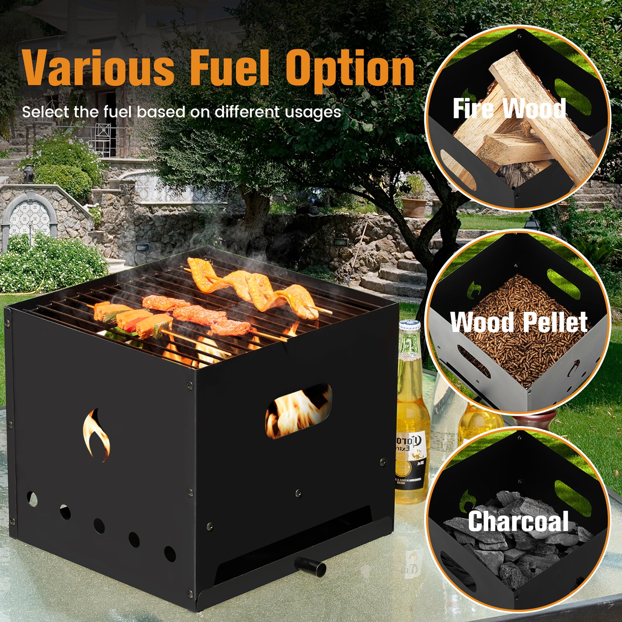 Costway Outdoor Pizza Oven - 4-in-1, Wood Fired