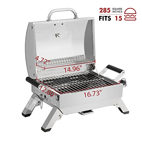 Portable Stainless Steel BBQ Grill, 10000 BTU