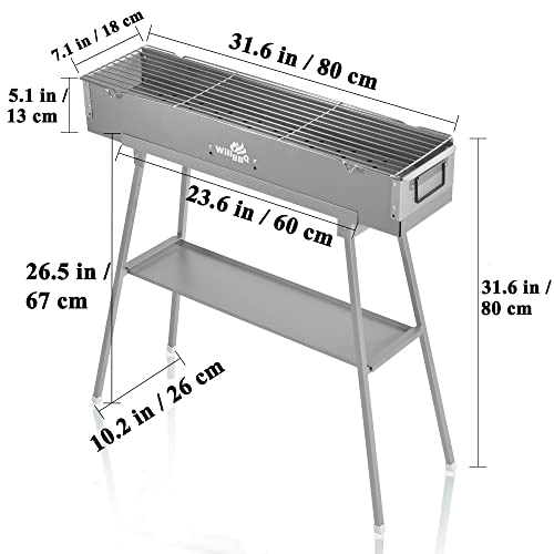 Portable Commercial Quality Charcoal BBQ Grill for Outdoor Cooking