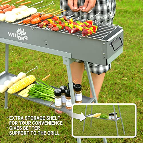 Portable Commercial Quality Charcoal BBQ Grill for Outdoor Cooking
