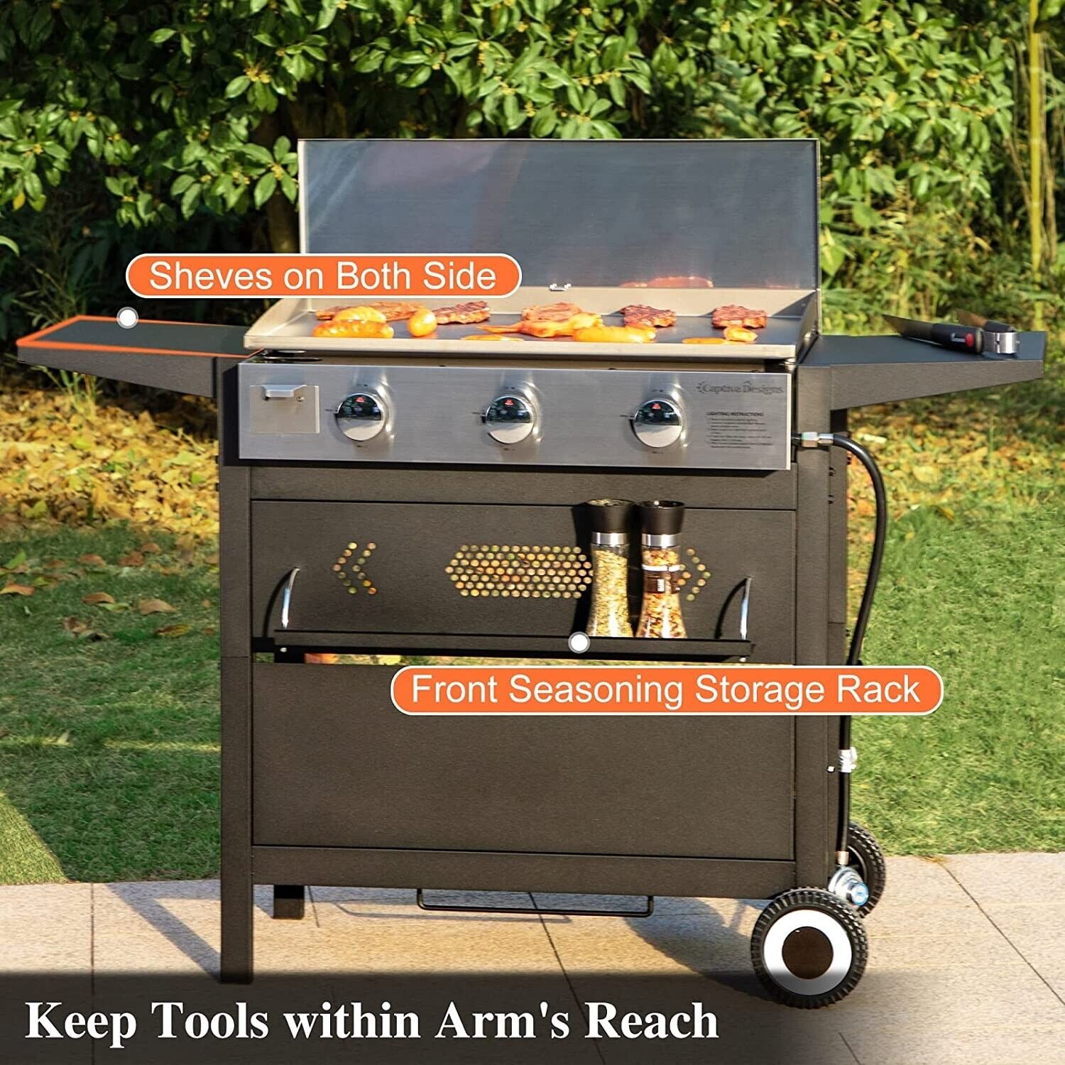Outdoor Flat Top Gas Griddle Grill - 33000 BTU