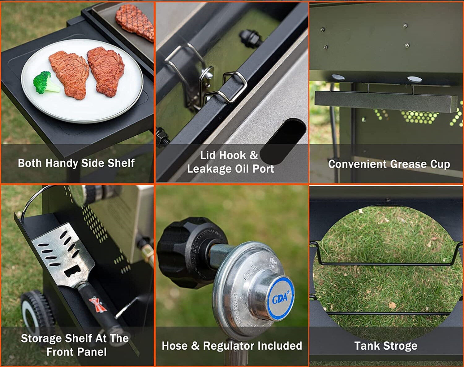 2 Burner Flat Top Griddle BBQ Grill