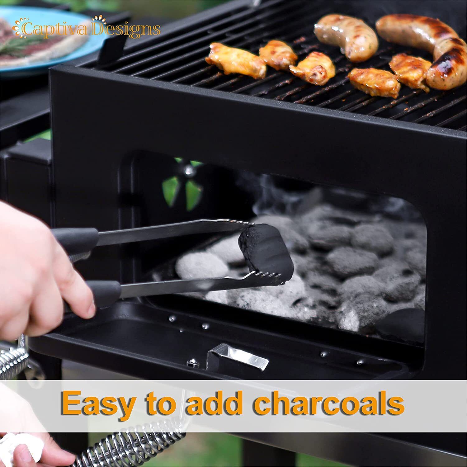 Oversize Heavy Duty Charcoal BBQ Grill with Trays